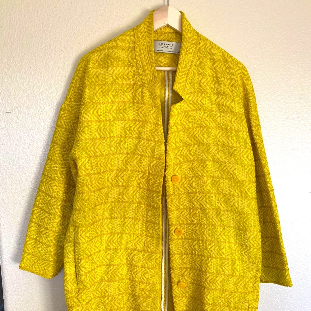 Zara Yellow Tweed Long coat.